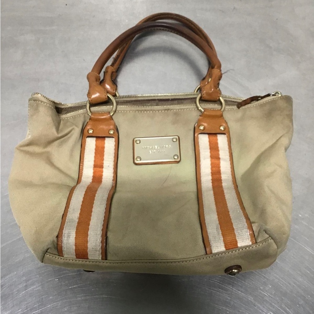 MK kors canvas purse with leather handles